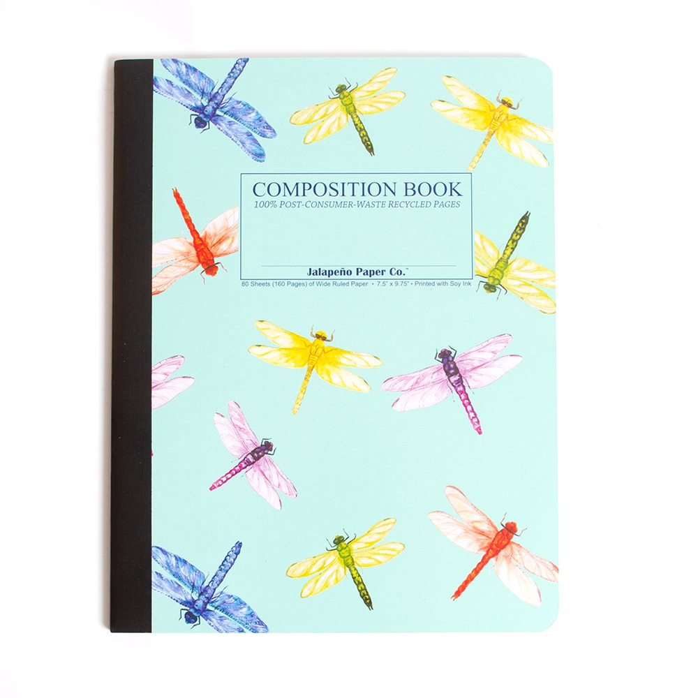 Michael Roger Press, Jalapeno Paper, Wide Ruled, Comp Book, Dragonflies